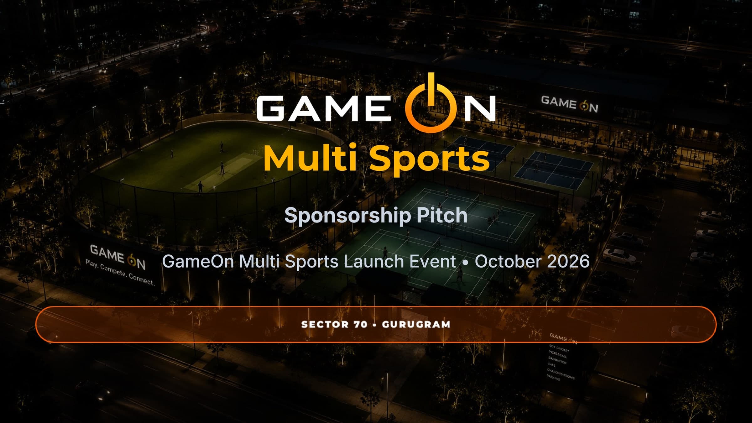 Game On sponsorship deck — slide 1 of 16
