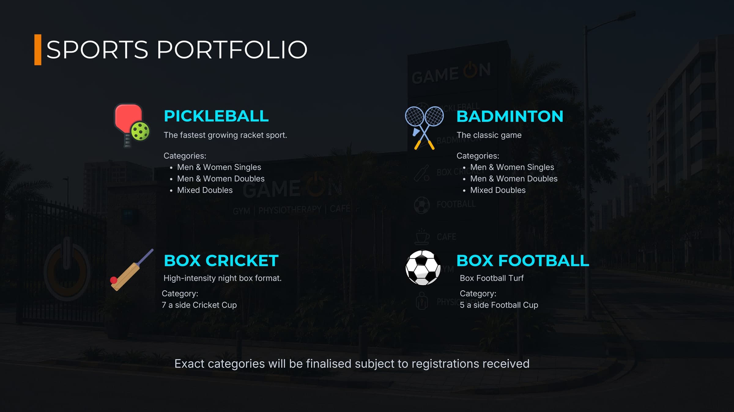 Game On sponsorship deck — slide 7 of 16